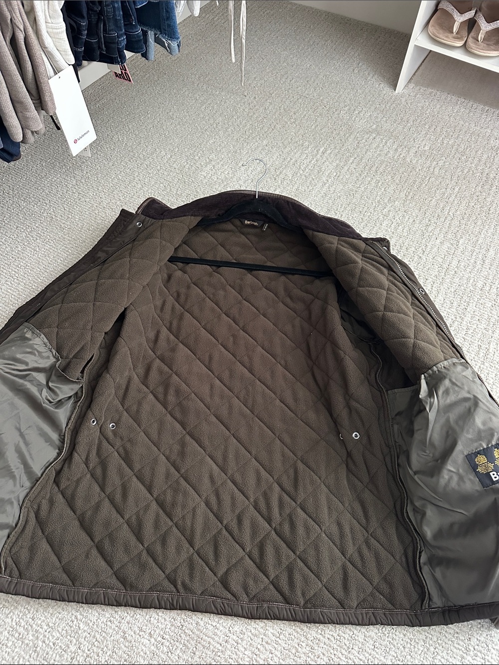 Barbour Quilted Puffer Jacket in Olive - Picture 7 of 7